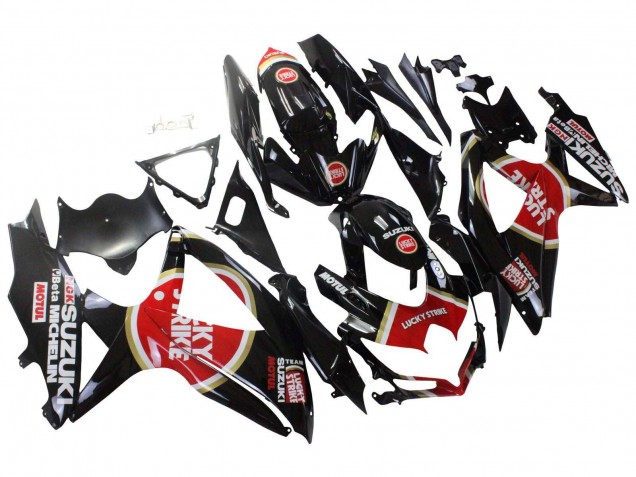 Großhandel Suzuki GSXR 600 / GSXR 750 Motorrad Verkleidung 2008-2010 - Glanzendes Schwarz Rot Weiss Motul Lucky Strike