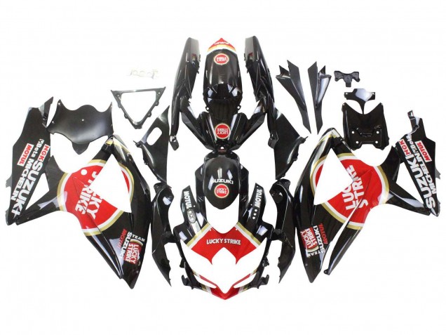 Großhandel Suzuki GSXR 600 / GSXR 750 Motorrad Verkleidung 2008-2010 - Glanzendes Schwarz Rot Weiss Motul Lucky Strike