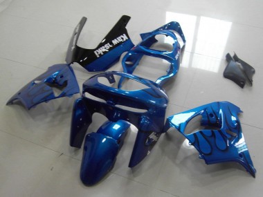 Großhandel Kawasaki ZX9R Motorrad Verkleidung 1998-1999 - Blau Schwarz Flamme
