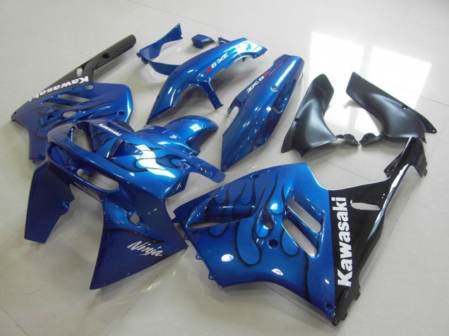 Großhandel Kawasaki ZX9R Motorrad Verkleidung 1994-1997 - Blau Schwarz Flamme