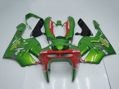 Großhandel Kawasaki ZX9R Motorrad Verkleidung 1994-1997 - Grun Rot Elf Dunlop