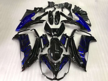 Großhandel Kawasaki EX650 Motorrad Verkleidung 2012-2016 - Glanzendes Schwarz Blau Flamme