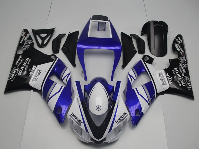 Großhandel Yamaha YZF R1 Motorrad Verkleidung 1998-1999 - Blau Weiss Glanzendes Schwarz Yamalube Motards