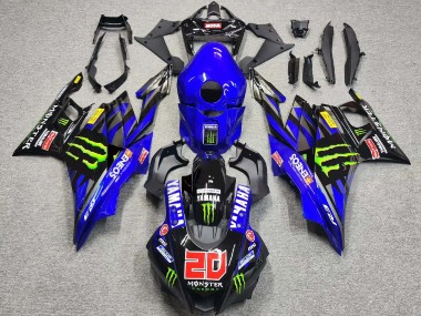 Großhandel Yamaha YZF R3/R25 Motorrad Verkleidung 2019-2021 - Blau Glanzendes Schwarz Grun ENEOS Monster 20