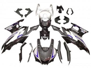 Großhandel Yamaha YZF R3/R25 Motorrad Verkleidung 2019-2021 - Silber Glanzendes Schwarz Carbonfaser Stil