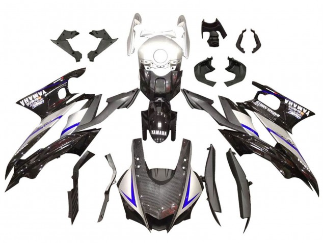 Großhandel Yamaha YZF R3/R25 Motorrad Verkleidung 2019-2021 - Silber Glanzendes Schwarz Carbonfaser Stil