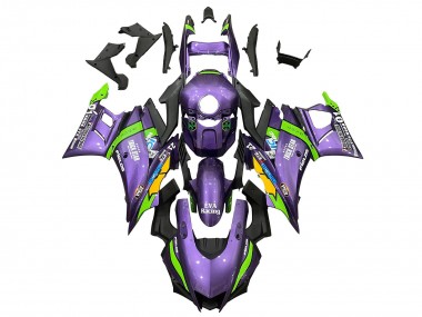 Großhandel Yamaha YZF R3/R25 Motorrad Verkleidung 2019-2021 - Lila Grun Weiss EVA Rennen