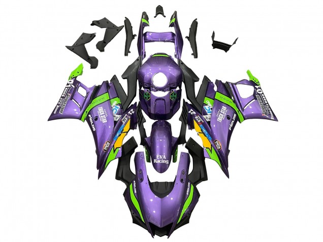 Großhandel Yamaha YZF R3/R25 Motorrad Verkleidung 2019-2021 - Lila Grun Weiss EVA Rennen