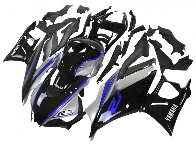 Großhandel Yamaha YZF R3/R25 Motorrad Verkleidung 2022-2024 - Silber Blau Glanzendes Schwarz