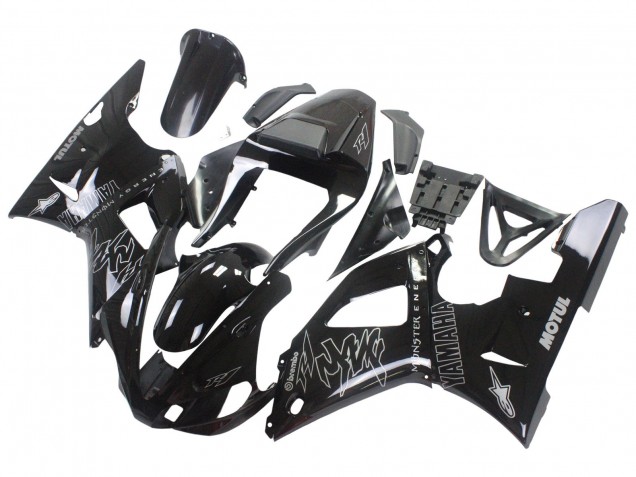 Großhandel Yamaha YZF 1000 R1 Motorrad Verkleidung 2000-2001 - Glanzendes Schwarz Weiss Monster Motul