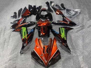 Großhandel Yamaha YZF 1000 R1 Motorrad Verkleidung 2002-2003 - Orange Schwarz Neon Grun mit Flamme 16