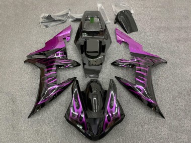 Großhandel Yamaha YZF 1000 R1 Motorrad Verkleidung 2002-2003 - Glanzendes Schwarz Lila Flamme