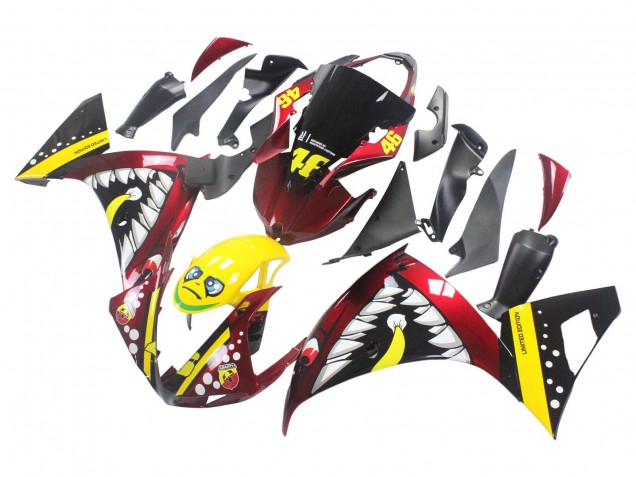Großhandel Yamaha YZF 1000 R1 Motorrad Verkleidung 2009-2011 - Rot Gelb Schwarz Hai 46