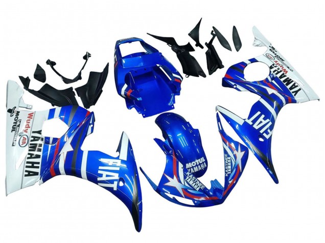 Großhandel Yamaha YZF R6 Motorrad Verkleidung 2003-2004 - Weiss Blau Fiat Motul Kastinee