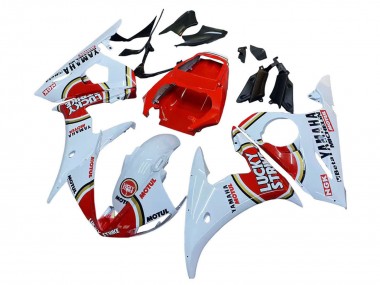 Großhandel Yamaha YZF R6 Motorrad Verkleidung 2003-2004 - Weiss Rot Lucky Strike Motul