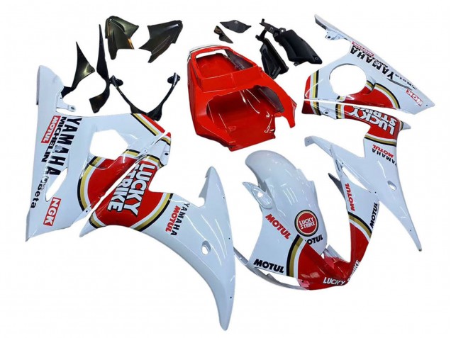Großhandel Yamaha YZF R6S Motorrad Verkleidung 2006-2009 - Weiss Rot Lucky Strike Motul