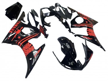 Großhandel Yamaha YZF R6 Motorrad Verkleidung 2003-2004 - Glanzendes Schwarz Rot