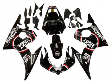 Großhandel Yamaha YZF R6 Motorrad Verkleidung 2003-2004 - Glanzendes Schwarz Rot Weiss Lucky Strike Motul