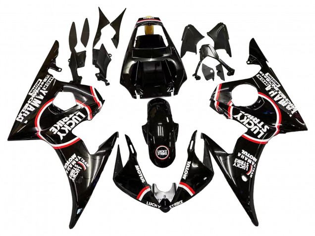 Großhandel Yamaha YZF R6S Motorrad Verkleidung 2006-2009 - Glanzendes Schwarz Rot Weiss Lucky Strike Motul