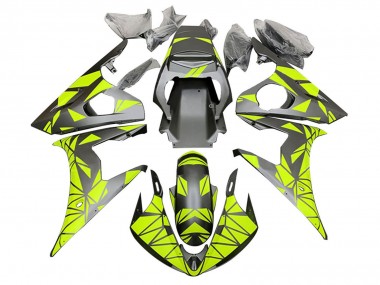 Großhandel Yamaha YZF R6 Motorrad Verkleidung 2003-2004 - Neon Grun Matt Schwarz Geometric