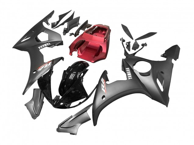 Großhandel Yamaha YZF R6 Motorrad Verkleidung 2003-2004 - Rot Glanzendes Schwarz Matt Schwarz