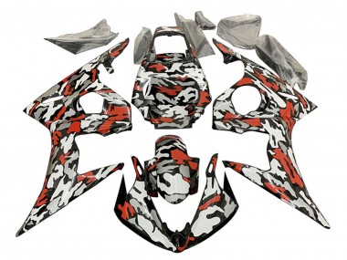 Großhandel Yamaha YZF R6 Motorrad Verkleidung 2003-2004 - Schwarz Rot Grau Camouflage