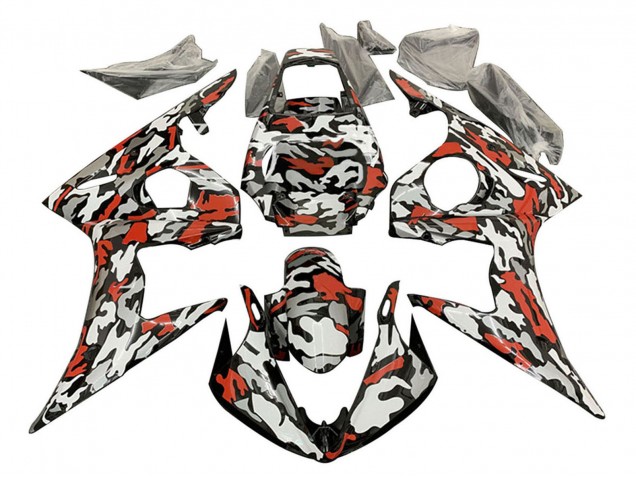 Großhandel Yamaha YZF R6 Motorrad Verkleidung 2003-2004 - Schwarz Rot Grau Camouflage