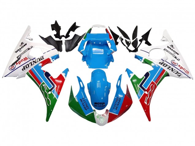 Großhandel Yamaha YZF 600 R6 Motorrad Verkleidung 2005 - Hellblau Weiss Grun Rot Kastinee Dunlop Motul