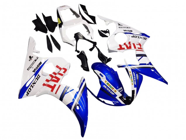 Großhandel Yamaha YZF 600 R6 Motorrad Verkleidung 2005 - Weiss Blau Dunlop Fiat Motul