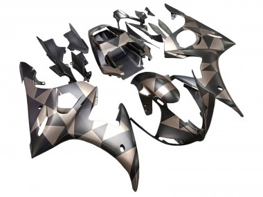 Großhandel Yamaha YZF 600 R6 Motorrad Verkleidung 2005 - Matt Schwarz Grau Geometric