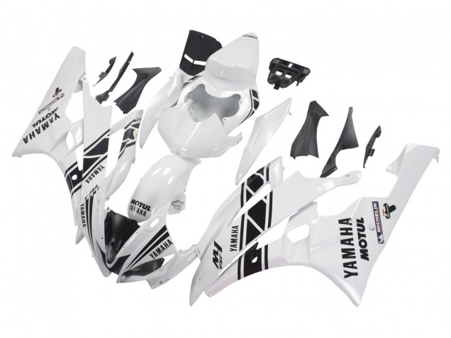 Großhandel Yamaha YZF 600 R6 Motorrad Verkleidung 2006-2007 - Weiss Glanzendes Schwarz Motul Michelin