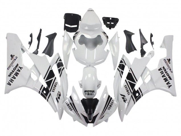 Großhandel Yamaha YZF 600 R6 Motorrad Verkleidung 2006-2007 - Weiss Glanzendes Schwarz Motul Michelin