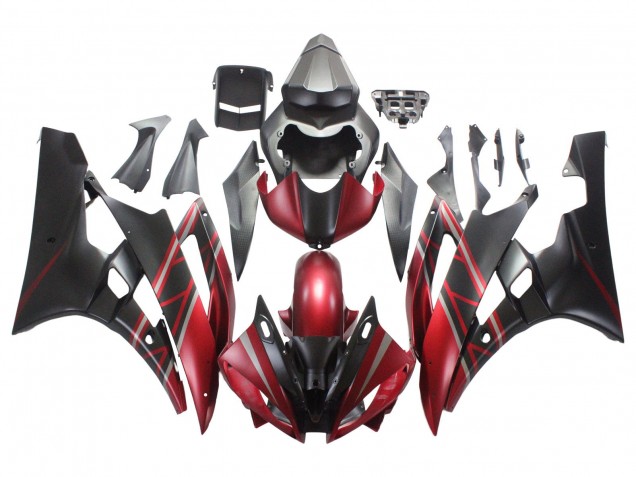 Großhandel Yamaha YZF 600 R6 Motorrad Verkleidung 2006-2007 - Rot Matt Schwarz