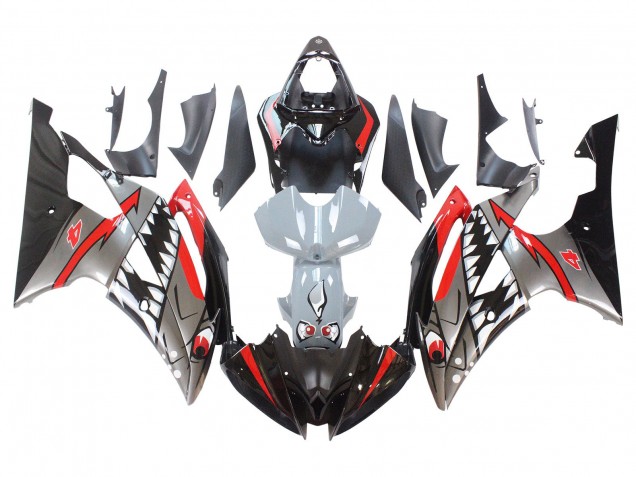 Großhandel Yamaha YZF 600 R6 Motorrad Verkleidung 2008-2016 - Silber Schwarz Rot Hai 4
