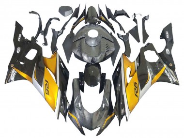 Großhandel Yamaha YZF 600 R6 Motorrad Verkleidung 2017-2023 - Gold Schwarz Carbonfaser