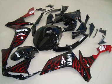 Großhandel Yamaha YZF R1 Motorrad Verkleidung 2007-2008 - Glanzendes Schwarz Rot Flamme