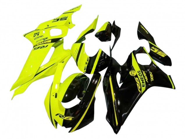 Großhandel Yamaha YZF 600 R6 Motorrad Verkleidung 2017-2023 - Neon Gelb Glanzendes Schwarz Geteiltes