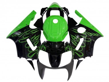 Großhandel Kawasaki ZX12R  Motorrad Verkleidung 2000-2001 - Glanzendes Schwarz Grun Flamme