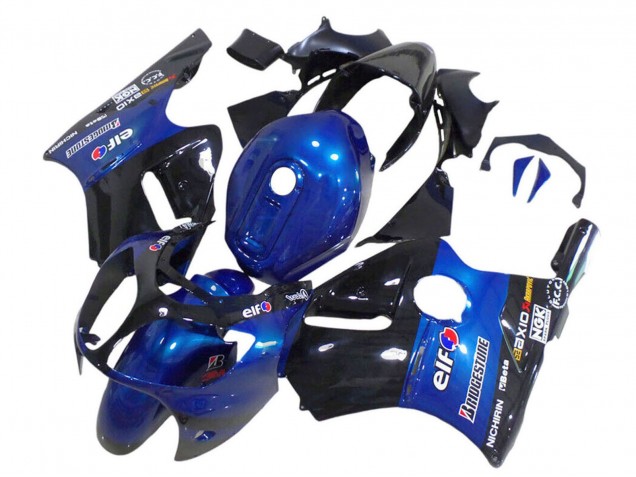 Großhandel Kawasaki ZX12R Motorrad Verkleidung 2000-2001 - Blau Glanzendes Schwarz Elf Bridgestone