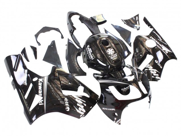 Großhandel Kawasaki ZX12R Motorrad Verkleidung 2000-2001 - Glanzendes Schwarz Weiss Elf Schnee