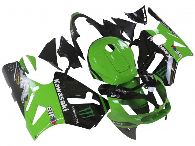 Großhandel Kawasaki ZX12R Motorrad Verkleidung 2002-2006 - Grun Glanzendes Schwarz Elf Touch4 Monster