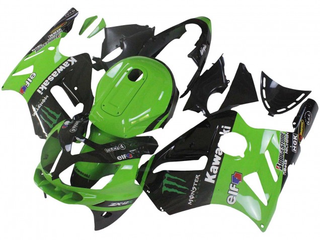 Großhandel Kawasaki ZX12R Motorrad Verkleidung 2002-2006 - Grun Glanzendes Schwarz Elf Touch4 Monster