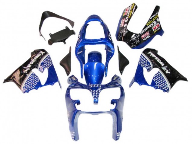Großhandel Kawasaki ZX9R Motorrad Verkleidung 2000-2001 - Blau Weiss Glanzendes Schwarz