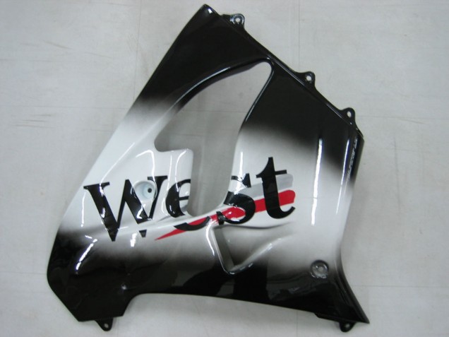 Großhandel Kawasaki ZX9R Motorrad Verkleidung 2000-2001 - Glanzendes Schwarz Weiss West