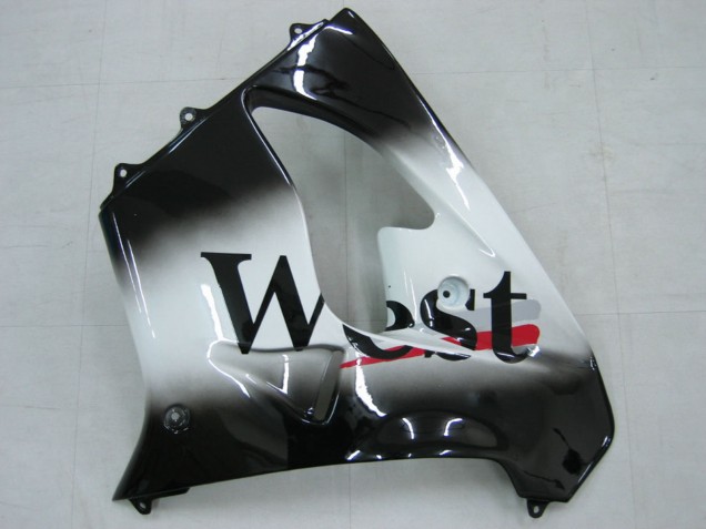 Großhandel Kawasaki ZX9R Motorrad Verkleidung 2000-2001 - Glanzendes Schwarz Weiss West
