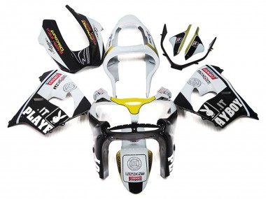 Großhandel Kawasaki ZX9R Motorrad Verkleidung 2000-2001 - Weiss Gelb Glanzendes Schwarz Playboy