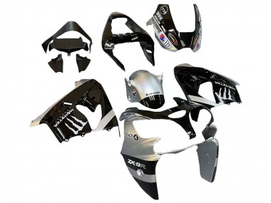 Großhandel Kawasaki ZX9R Motorrad Verkleidung 2002-2003 - Silber Glanzendes Schwarz Monster Elf