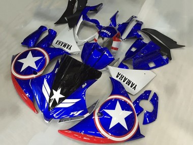 Großhandel Yamaha YZF R1 Motorrad Verkleidung 2009-2011 - Blau Weiss Rot Schwarz Stern Captain America