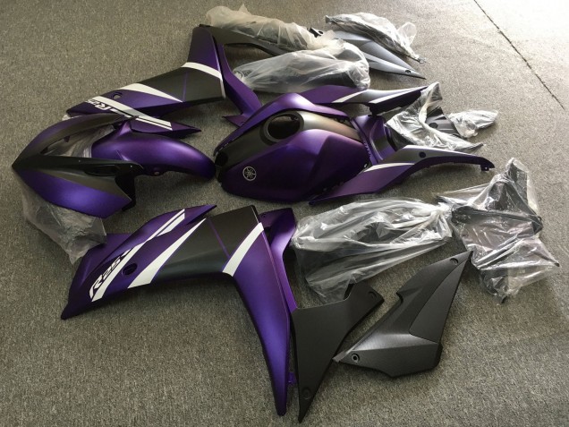 Großhandel Yamaha YZF R3/R25 Motorrad Verkleidung 2015-2018 - Weiss Lila Matt Schwarz