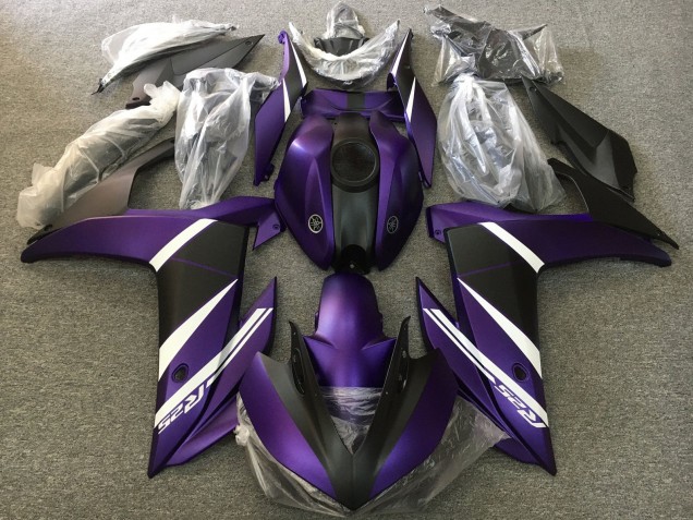 Großhandel Yamaha YZF R3/R25 Motorrad Verkleidung 2015-2018 - Weiss Lila Matt Schwarz